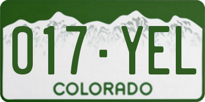 CO license plate 017YEL