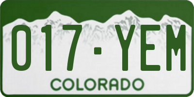 CO license plate 017YEM