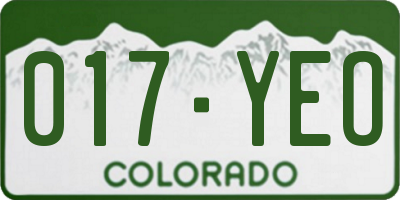CO license plate 017YEO