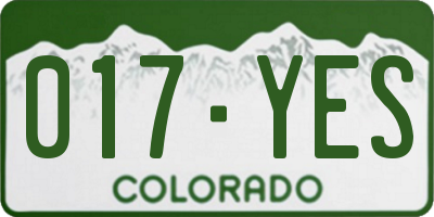 CO license plate 017YES