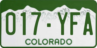 CO license plate 017YFA
