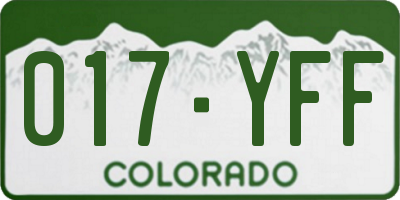 CO license plate 017YFF