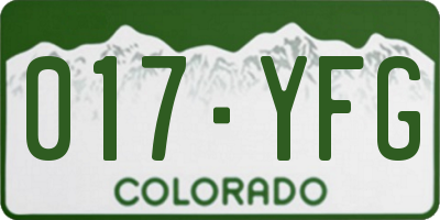 CO license plate 017YFG