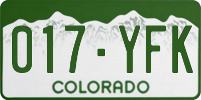 CO license plate 017YFK
