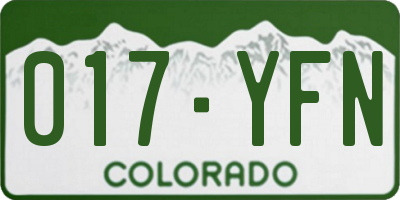 CO license plate 017YFN