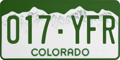 CO license plate 017YFR