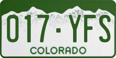 CO license plate 017YFS