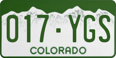 CO license plate 017YGS