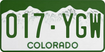 CO license plate 017YGW