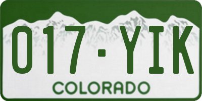 CO license plate 017YIK