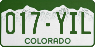 CO license plate 017YIL