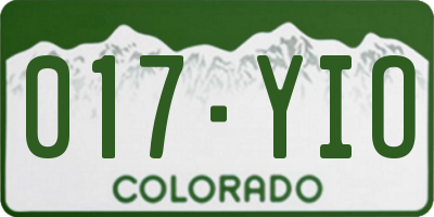 CO license plate 017YIO
