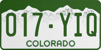 CO license plate 017YIQ