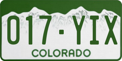 CO license plate 017YIX