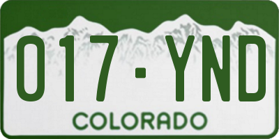 CO license plate 017YND