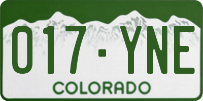 CO license plate 017YNE