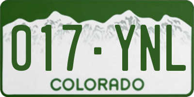 CO license plate 017YNL