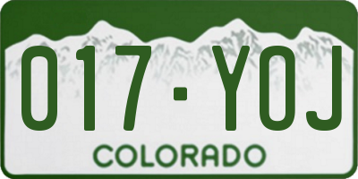 CO license plate 017YOJ