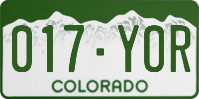 CO license plate 017YOR