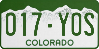 CO license plate 017YOS