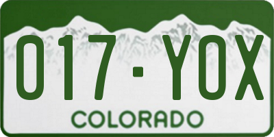 CO license plate 017YOX