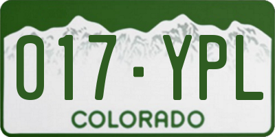 CO license plate 017YPL