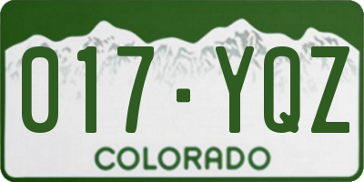 CO license plate 017YQZ