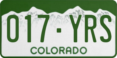 CO license plate 017YRS