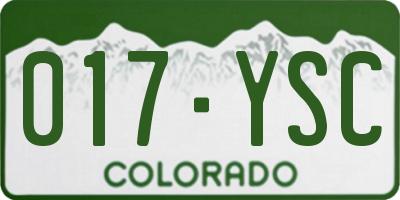 CO license plate 017YSC