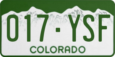 CO license plate 017YSF