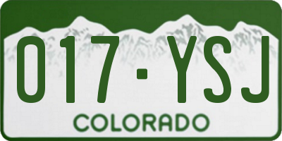 CO license plate 017YSJ