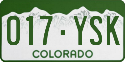 CO license plate 017YSK