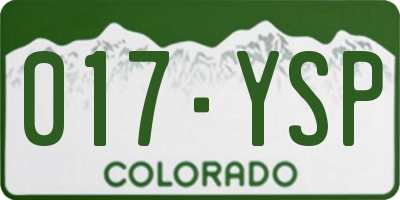 CO license plate 017YSP