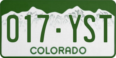 CO license plate 017YST