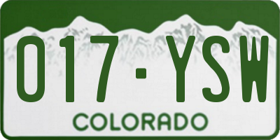 CO license plate 017YSW