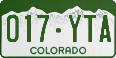CO license plate 017YTA