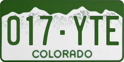 CO license plate 017YTE