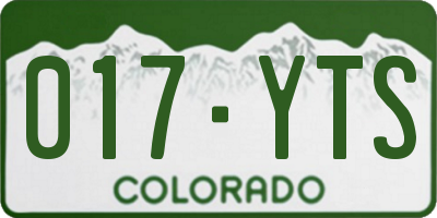 CO license plate 017YTS