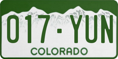 CO license plate 017YUN