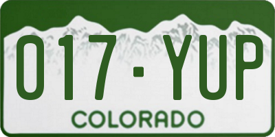 CO license plate 017YUP