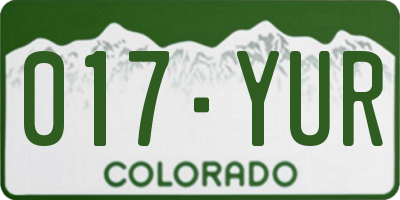CO license plate 017YUR