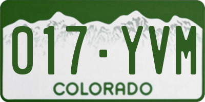 CO license plate 017YVM