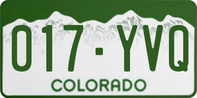 CO license plate 017YVQ