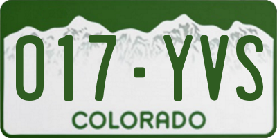 CO license plate 017YVS