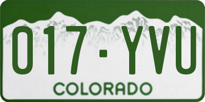 CO license plate 017YVU