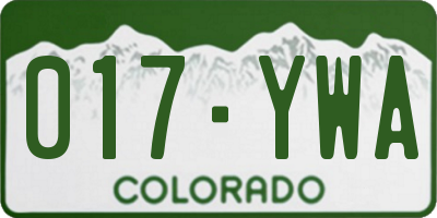 CO license plate 017YWA