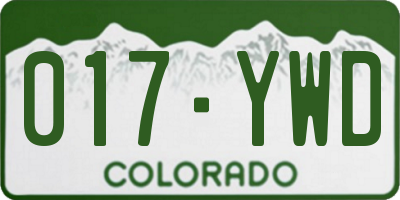 CO license plate 017YWD