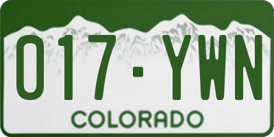 CO license plate 017YWN