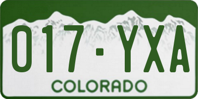 CO license plate 017YXA