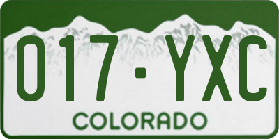CO license plate 017YXC